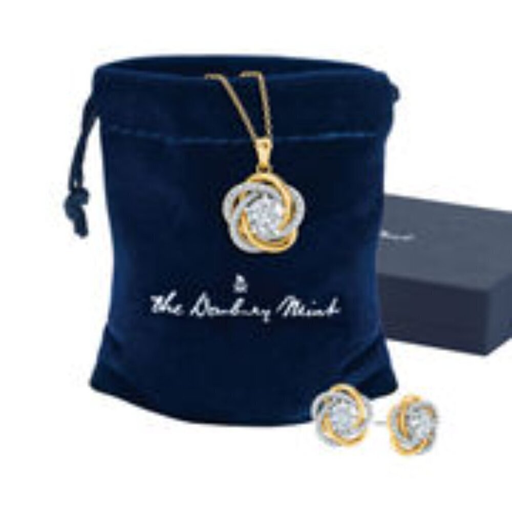 Danbury‎ Mint Gold Plated Infinite Stress Pendant Necklace and Earrings